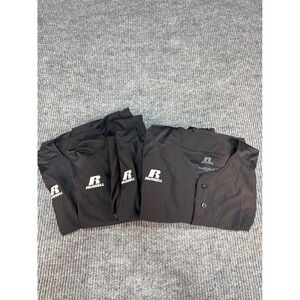 4 Russell Athletic Mens Dri-Power Baseball Jerseys Black Button Up Large L Mesh
